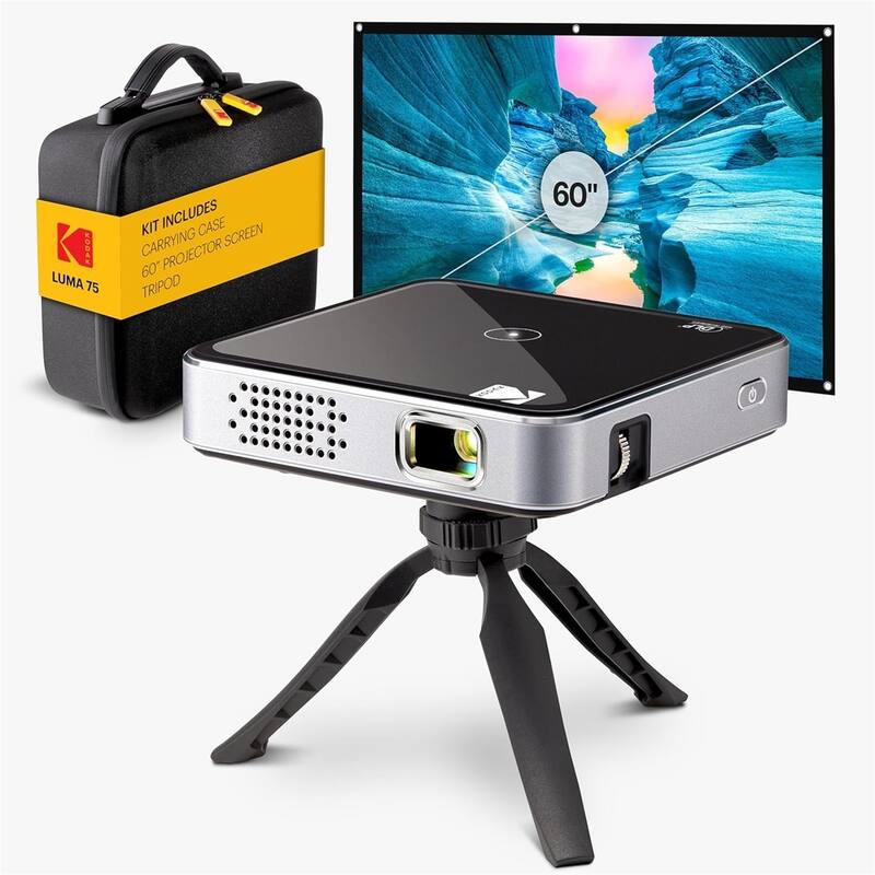 Kodak Luma 75 Ultra Mini Projector, Portable Pico Projector with 60" Screen, Tripod & Case - Black