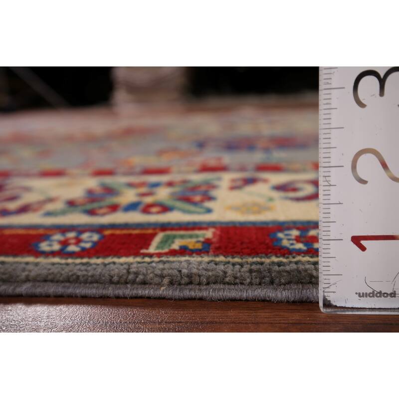 Grey Kazak Oriental Area Rug Handmade Traditional Wool Carpet - 4'10" x 6'9"