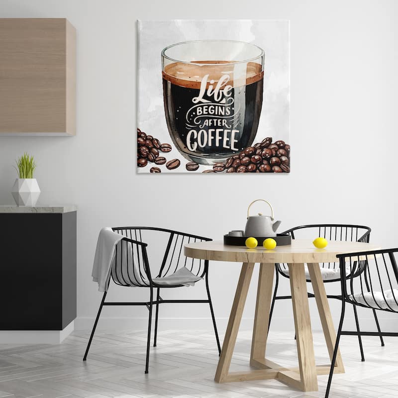 Stupell Life Begins After Coffee Canvas Wall Art Design By Kim Allen