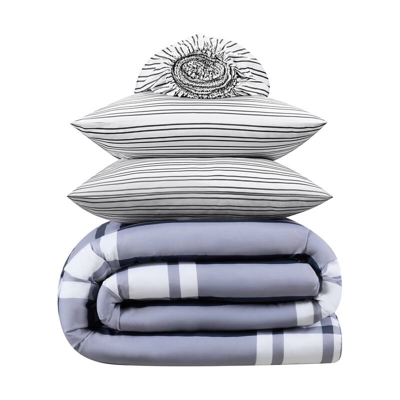 Serta Simply Clean Jax Plaid Antimicrobial Bedding Set with Sheets