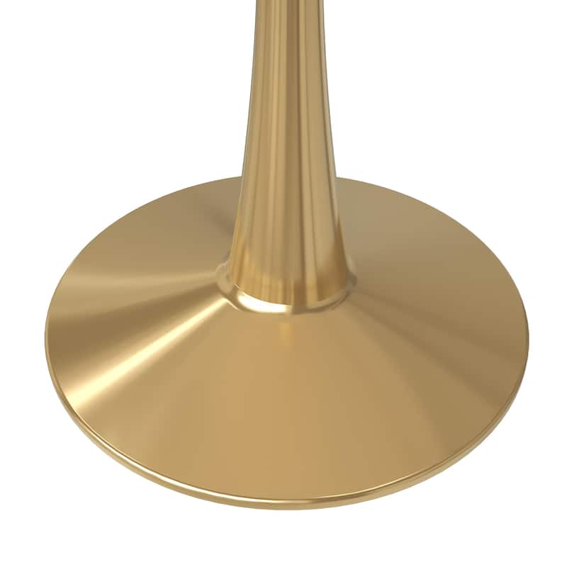 LeisureMod Round Dining Table 40" Sintered Stone Tabletop in Gold Steel Bistro Series