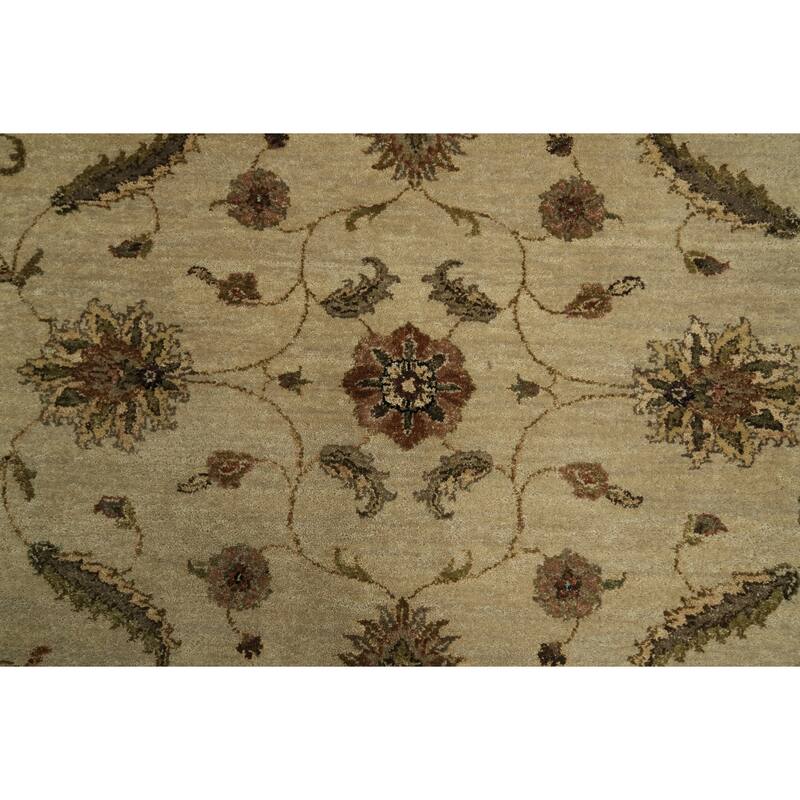 Hand Knotted Oriental 100% Wool Carpet Traditional Traditional Beige & Ivories Agra Area Rug - 10' 1'' X 7' 11''
