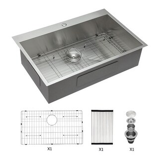 33x22 Inch Single Bowl Kitchen Sink - 33 inch - Overstock ...