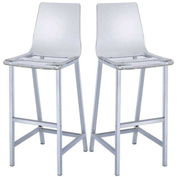 Sleek Design Clear Acrylic with Chrome Base Bar Stools (Set of 2) Bed
