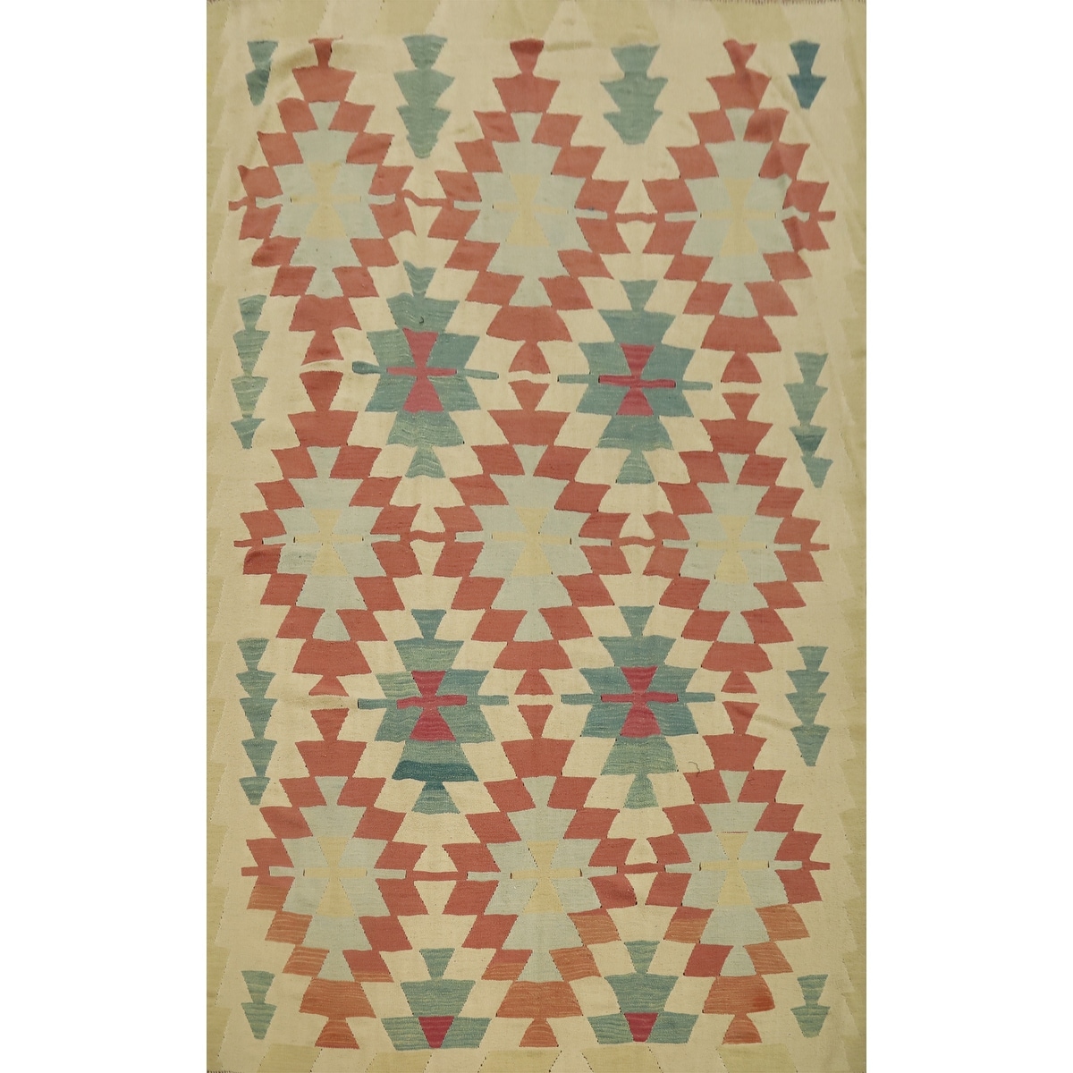 Hand Woven Oriental 100% Wool Carpet Southwestern Tribal Multi-Colored Kilim Area Rug - 8' 10'' X 6' 0''