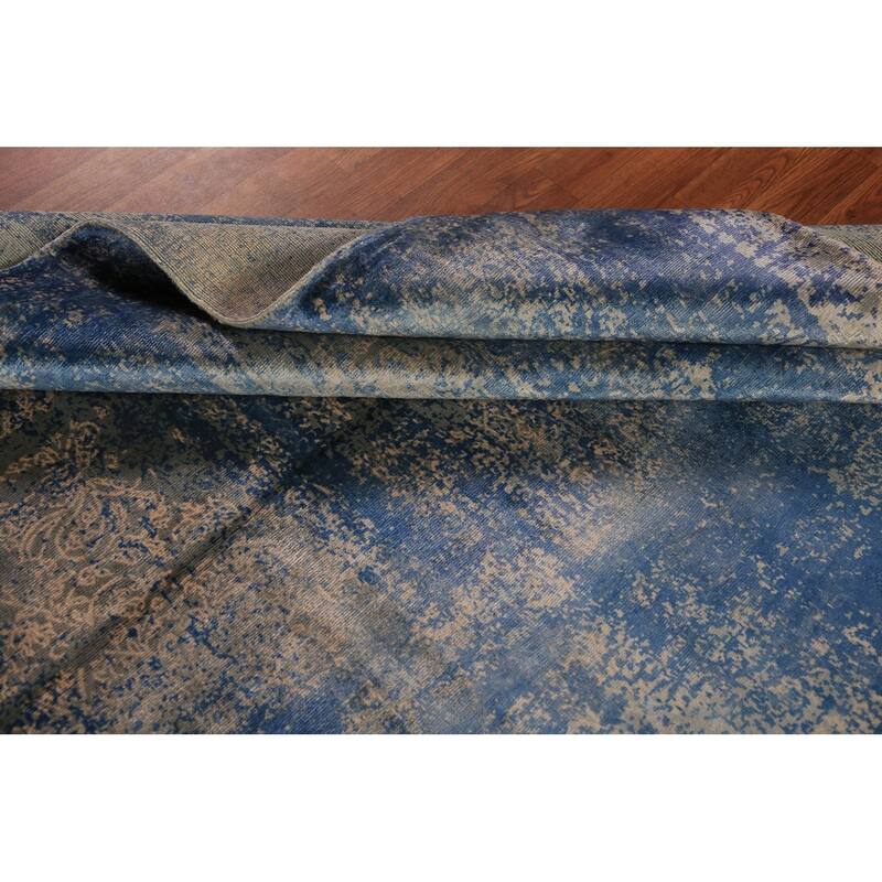 Contemporary Abstract Indian Rug Hand-Knotted Multi-Color Wool Carpet - 5'7"x 7'10"