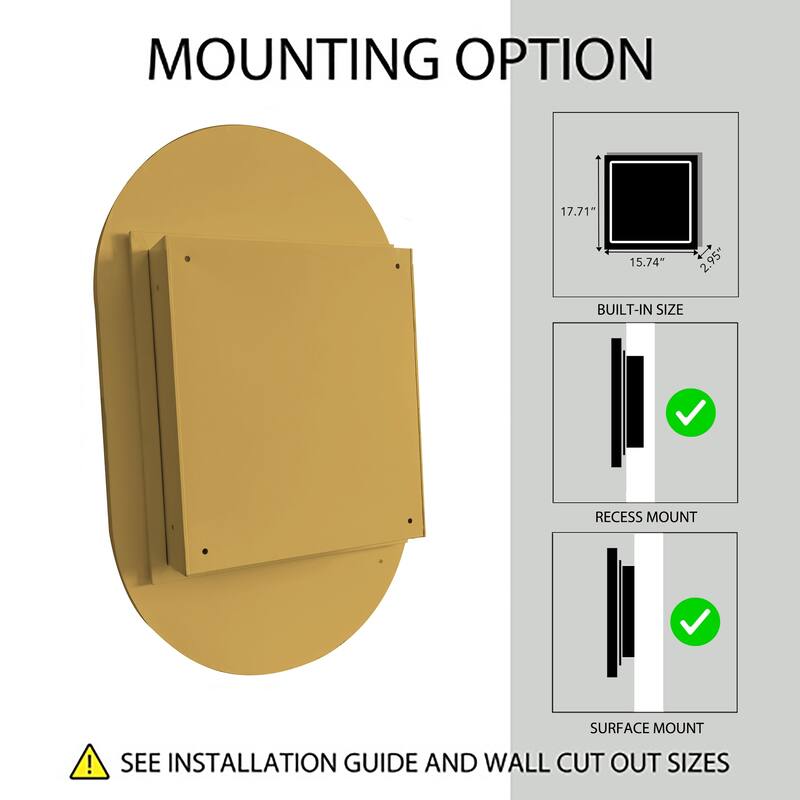 Wall Mount Metal Framed Medicine Cabinet with Storage