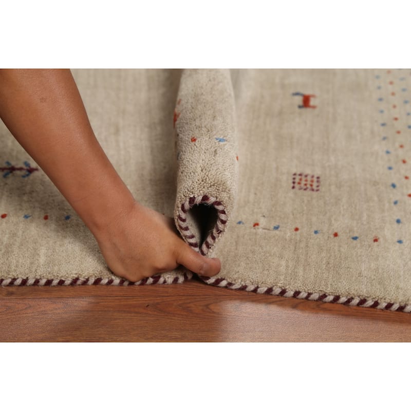 Tribal Gabbeh Oriental Area Rug Hand-Knotted Modern Wool Carpet - 4'7"x 6'5"