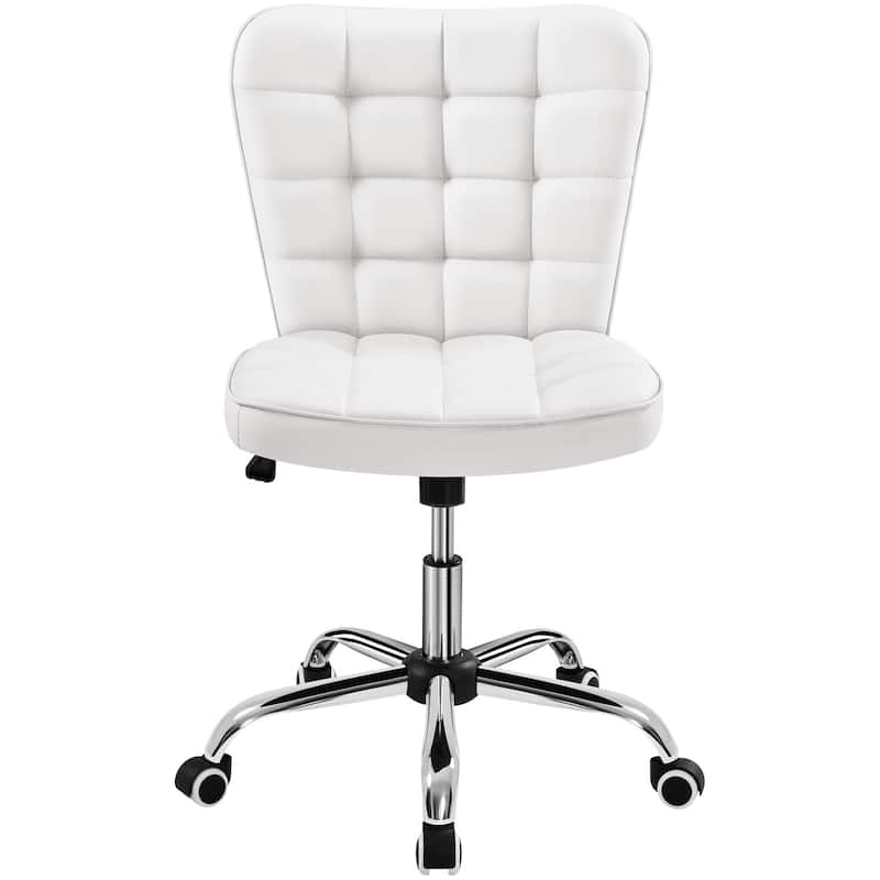 Yaheetech Modern Faux Leather Armless Desk Chair Task Chair with Chrome-finish Metal Base - N/A