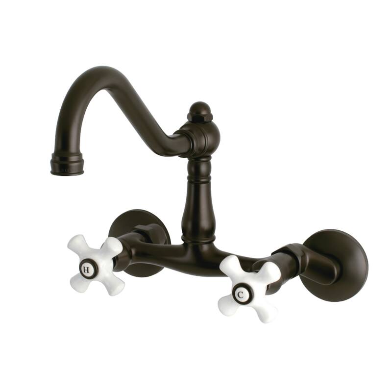 Kingston Brass Vintage 6 in. Adjustable Center Wall Mount Kitchen Faucet - Oil Rubbed Bronze