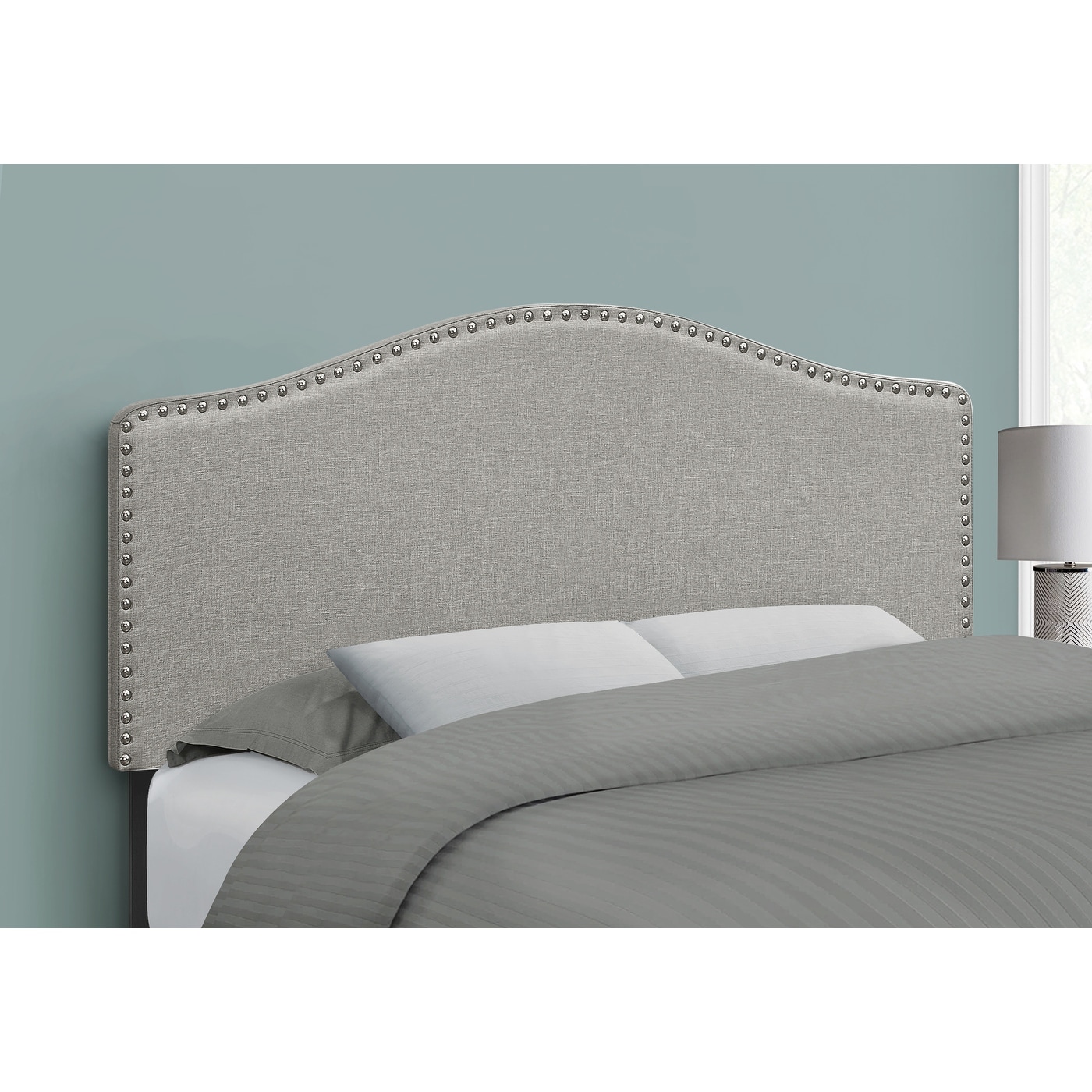 Bed, Headboard Only, Full Size, Bedroom, Upholstered, Grey Linen Look, Transitional