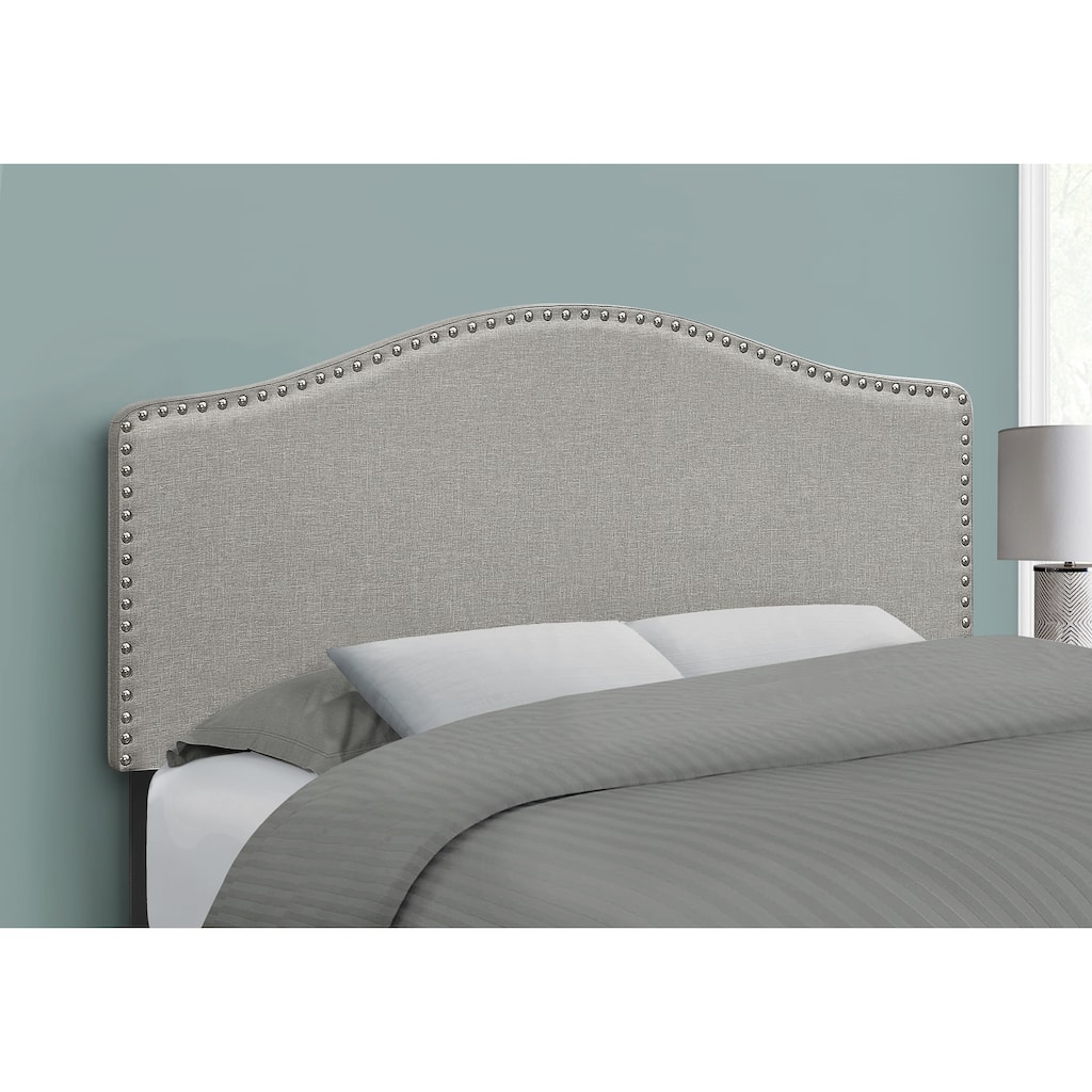 Bed, Headboard Only, Full Size, Bedroom, Upholstered, Grey Linen Look, Transitional