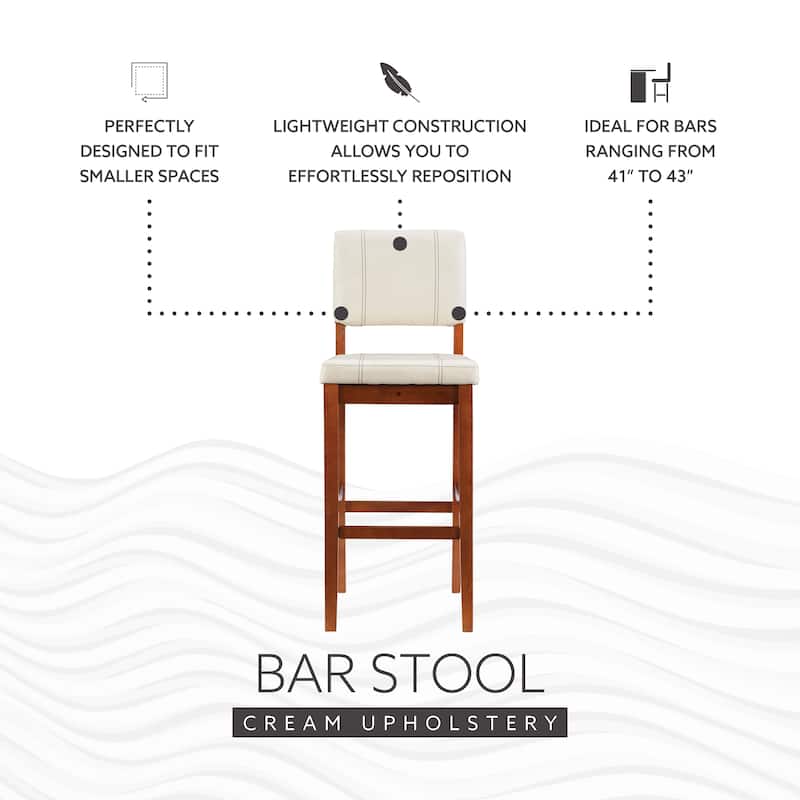 Linon Lombardy Faux Leather and Rubberwood Bar Stool