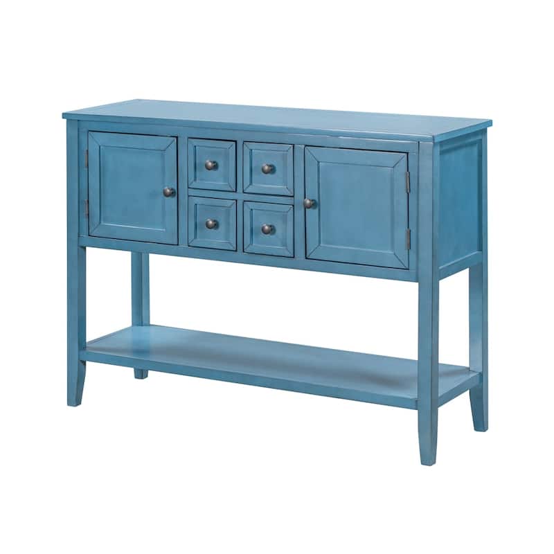 Retro Style Buffet Sideboard Wood Console Table with Bottom Shelf, Easy Assemble, for Living Room, Kitchen, Entryway