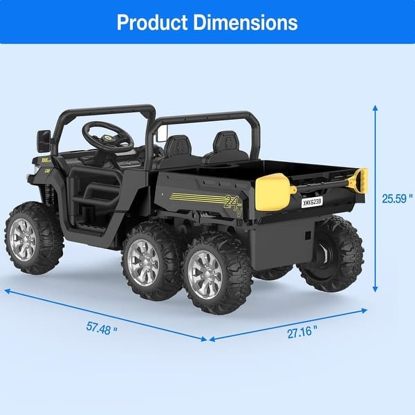 dimension image slide 1 of 5, 24V 2 Seater Ride On Dump Truck with Remote Control Electric UTV Car
