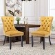 preview thumbnail 52 of 55, Set of 2 Modern Glam Velvet Dining Chairs - Armless TuftedAccent Side Chairs with Nailhead Trim & Ring Handle Yellow