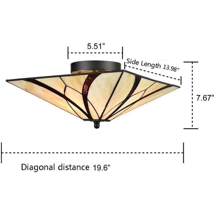 3 light tiffany semi flush ceiling light antique brass and art ceiling lamp