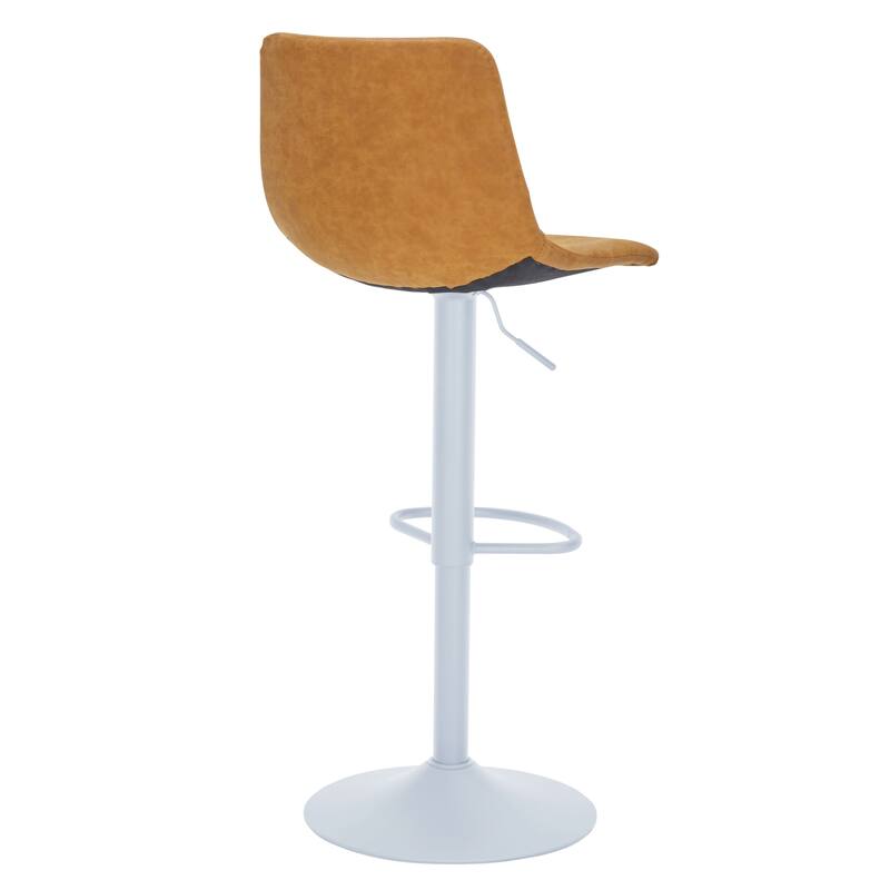 Adjustable Height Bar Stool in Leather Upholstery With White Iron Base Tilbury Collection