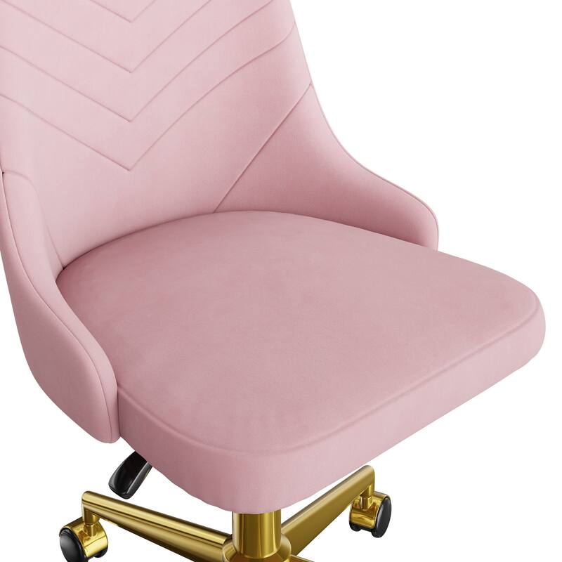 Javlergo Velvet Desk Chair with Height Adjustable Gold Base Swivel Office Chair for Office Living Room Bedroom Make Up