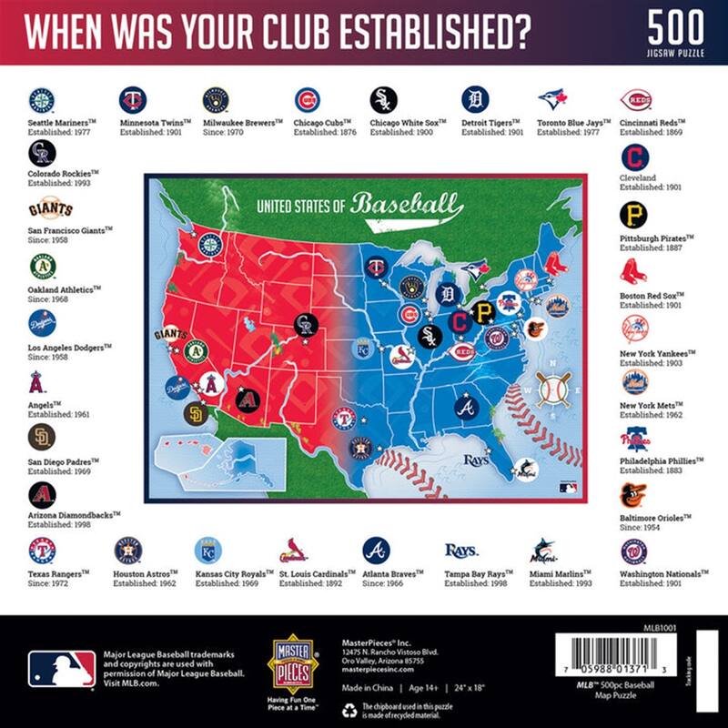 MLB League Map 500 Pc Jigsaw Puzzle Fun for Adults & Kids