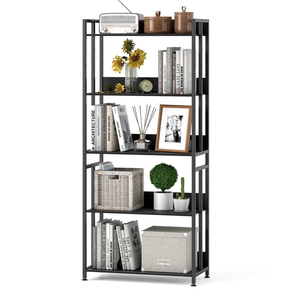 Costway 1/2 PCS 5 Tier Bookshelf 62" Tall Bookcase with Tiltable
