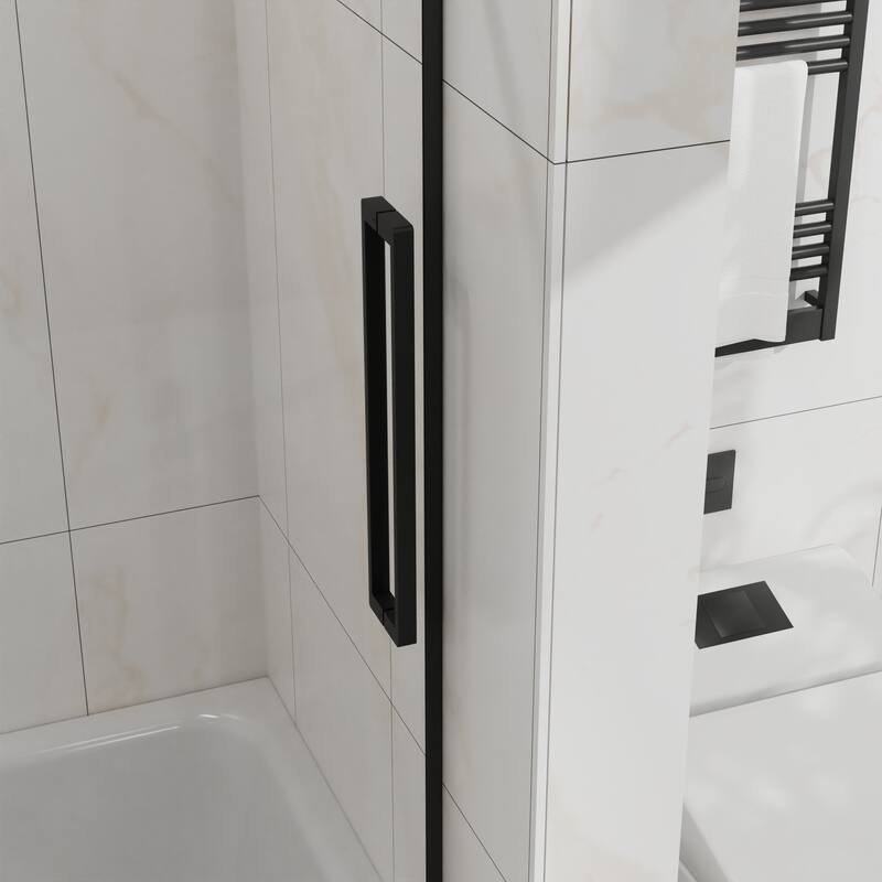 60" W x 72" H Sliding Shower Door, Frameless Sleek Glass Shower Door, 1/4" (6mm) Thick Tempered Clear Glass
