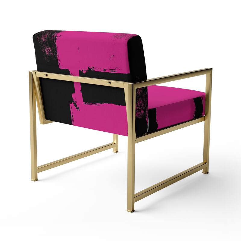 Designart "Black & White Crossing Paths II" Upholstered Abstract Accent Chair - Modern Arm Chair For Living Room
