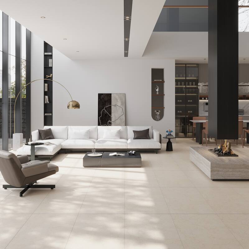 Regalia 24x48 in. Matte Porcelain Marble-look Vein Large Wall and Floor Tile (15.5 sq ft/case, 2-Pack) - Crema Beige