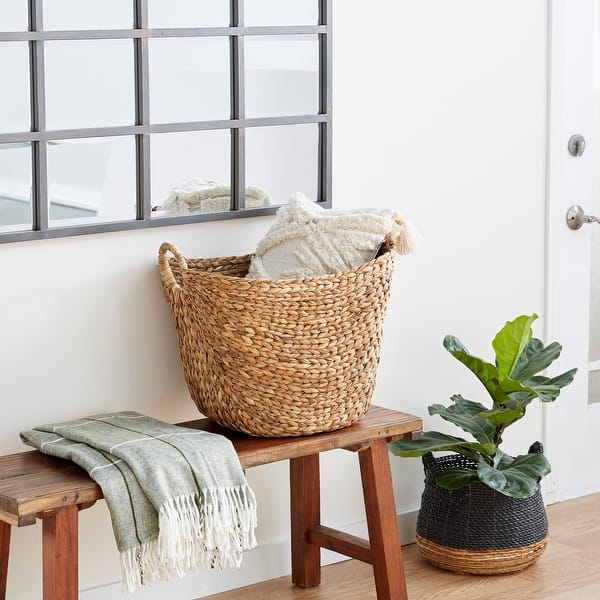 slide 2 of 83, Handmade Dried Plant Wicker Contemporary Storage Basket 20"L x 17.5"W x 19"H - Brown