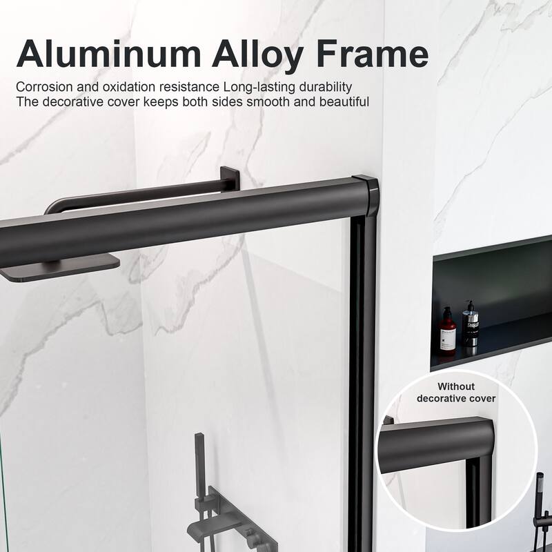 Semi-Frameless SGCC Tempered Glass Double Sliding Shower Door with 1/4" Thick