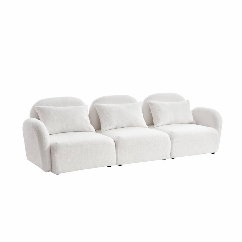 Teddy Fabric Three-Seat Lazy Sofa for Living Room