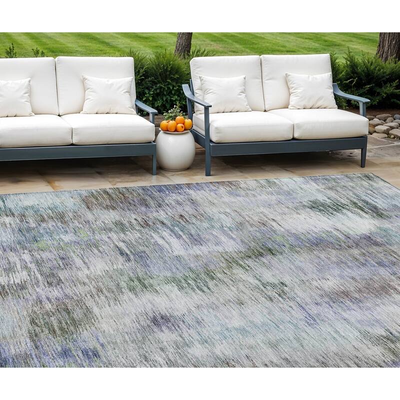 HomeRoots Abstract Transitional Rectangle Outdoor Rug - 10' X 14'