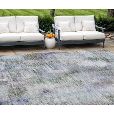 HomeRoots Abstract Transitional Rectangle Outdoor Rug