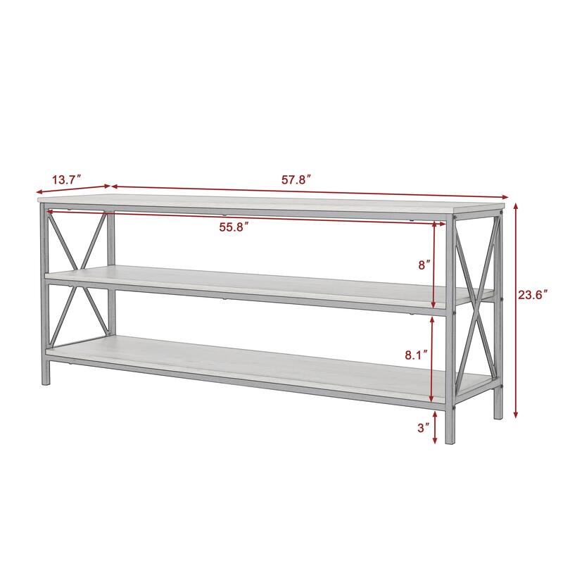 Industrial 57.8-Inch Wide Wood TV Stand Media Console