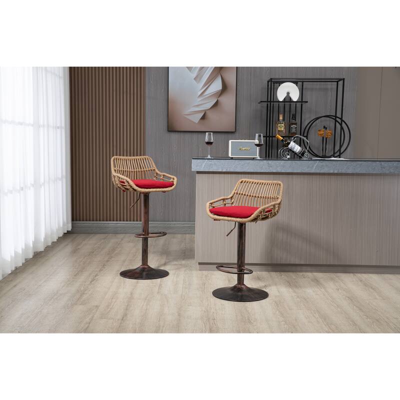 Swivel Bar Stools Adjustable Counter Height Chairs with Footrest