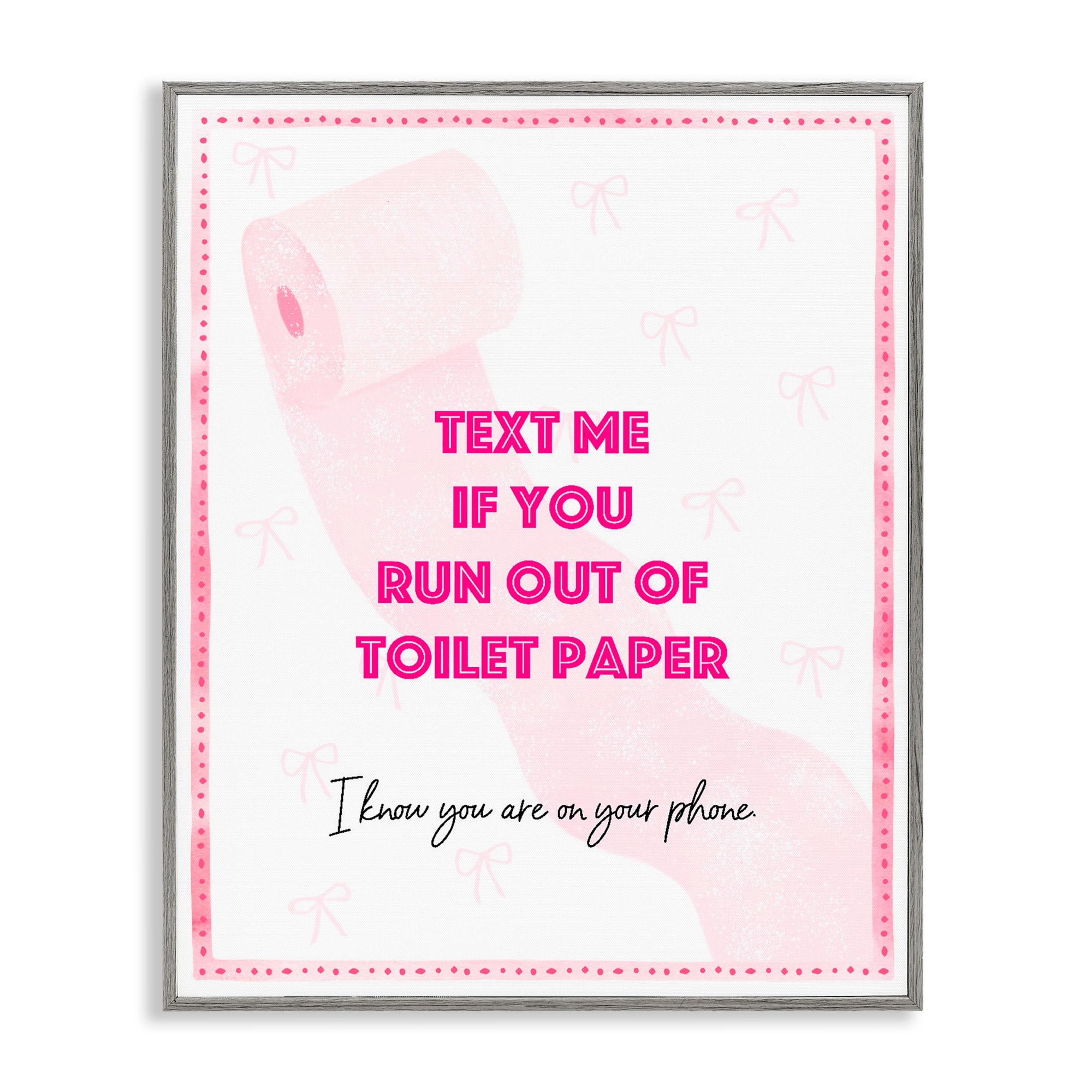 Stupell Pink Text for Toilet Paper Framed Giclee Art Design By Ziwei Li