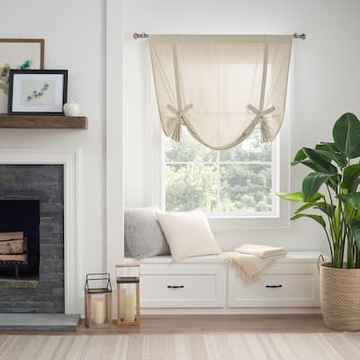 Mercantile Drop Cloth Rod Pocket Farmhouse Tie-Up Shades, 63x42