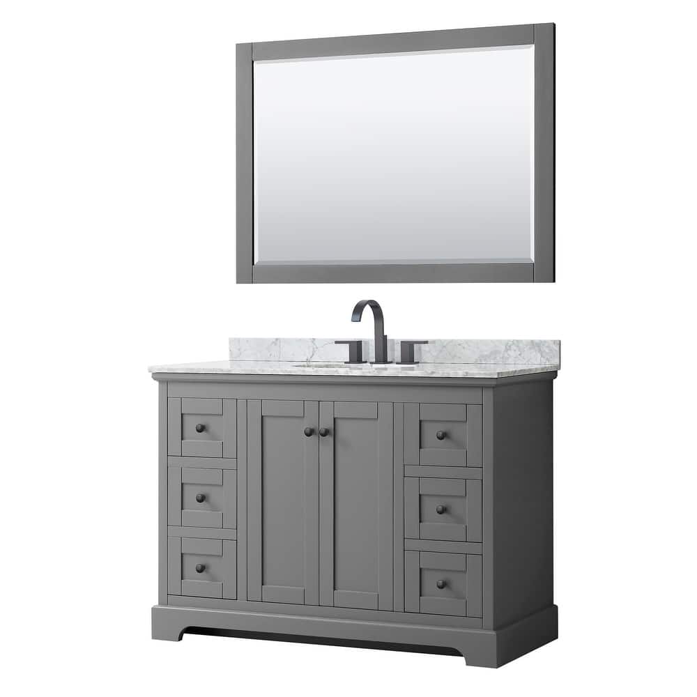 Avery 48-inch Single Vanity, Marble Top, Oval Sink, 46-inch Mirror