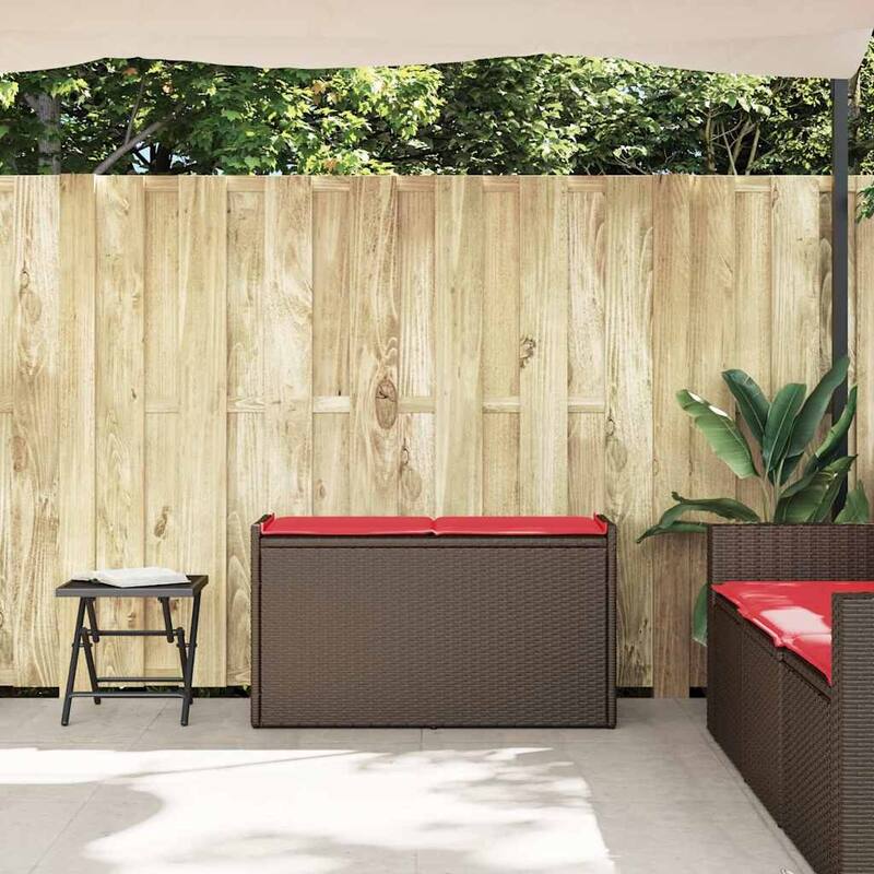 vidaXL Patio Storage Bench with Cushion Black/Brown 39.4" Poly Rattan - 37.4" x 15.6" x 1.2"