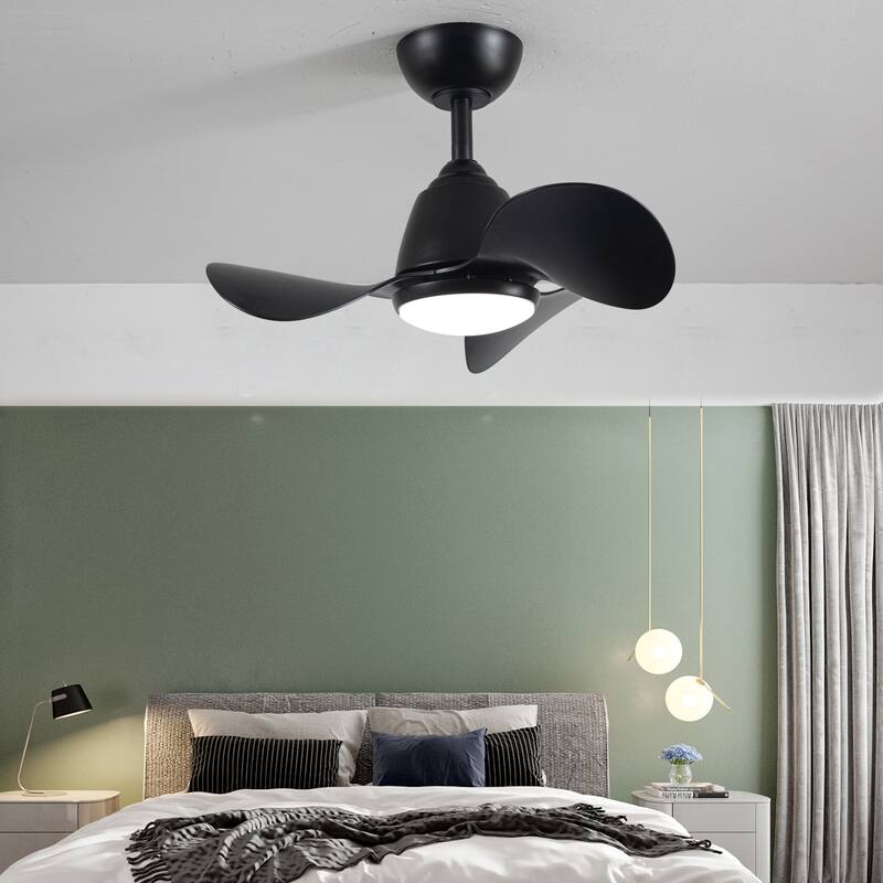 Cian Modern Black Lighted Ceiling Fan 3-Blade LED Remote Control