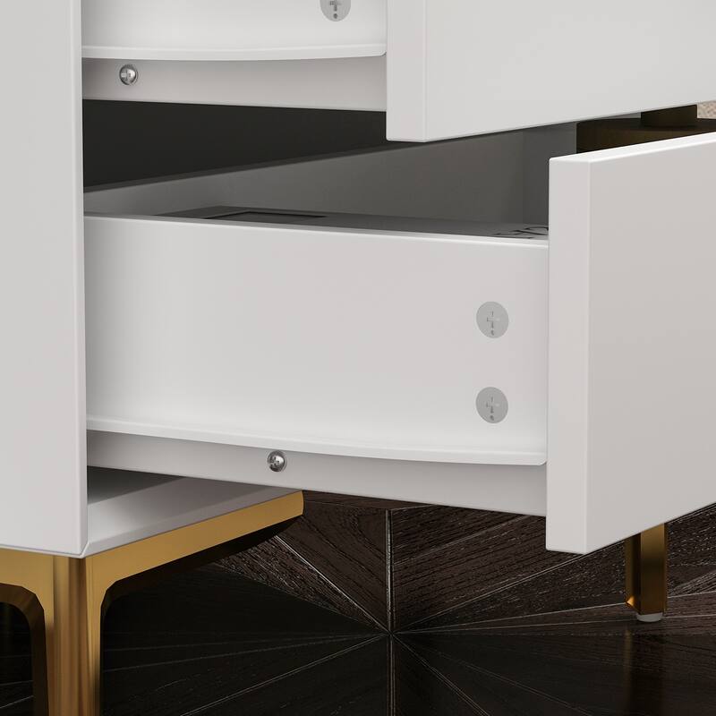 21.3"H Wood Nightstand End Table Console Table Black/White
