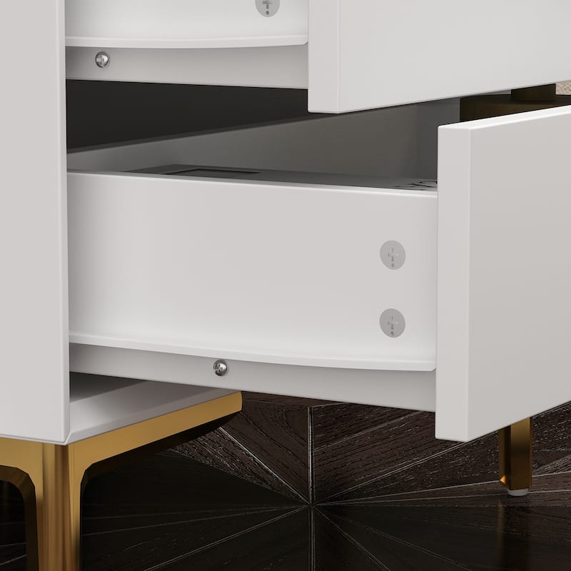 Timechee Three-Drawer Bedside Table Nightstand End Table Black/White