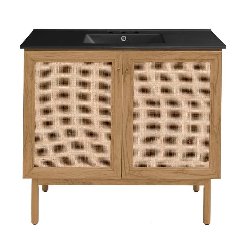 Swiss Madison SM-BV663-3MB Classe 37" Free Standing Single Basin - Golden Oak / Matte Black - Oak Finish