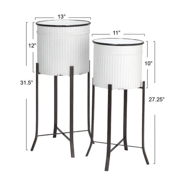 dimension image slide 2 of 3, Corrugated Metal Planters on Stands