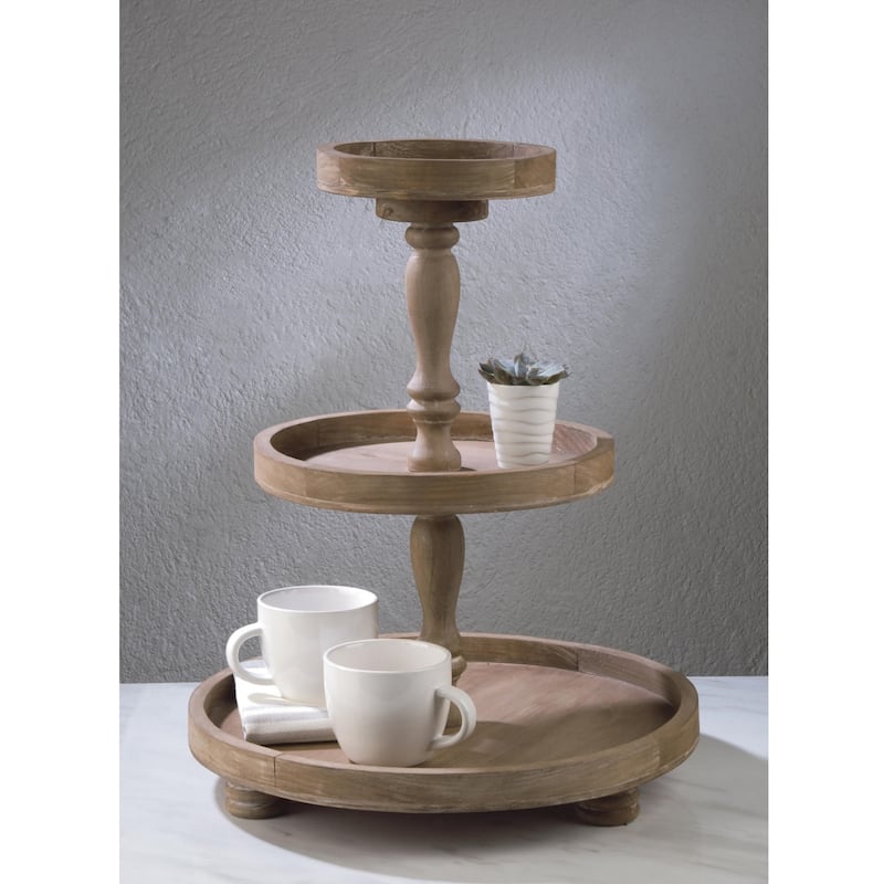 Three Tier Wooden Display Stand - Brown