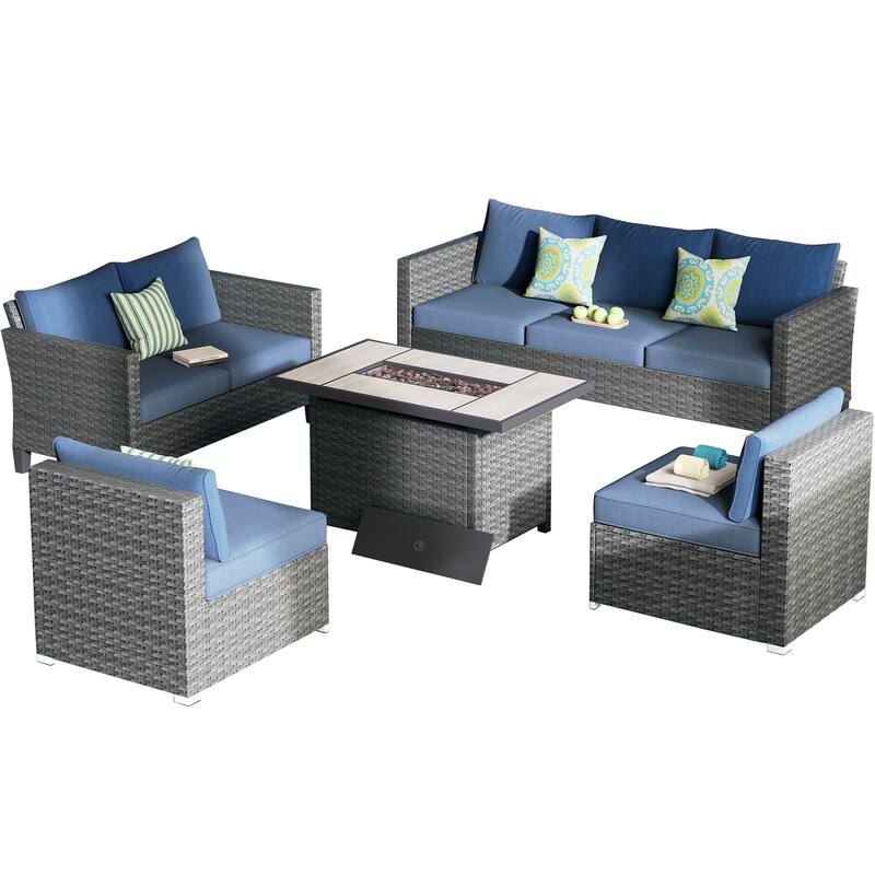 OVIOS 5-Piece Fire Table Outdoor Patio Furniture Set