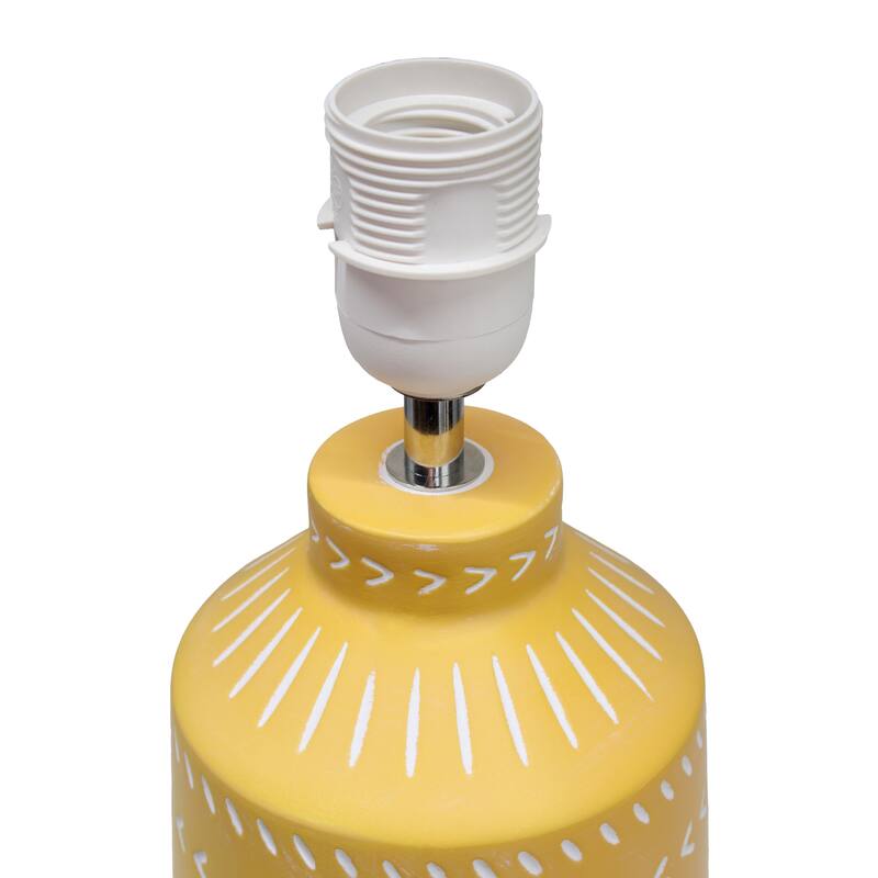 Patterned Ceramic Table Lamp with Fabric Drum Shade Modern Boho Style Multiple Colors - 8.27” x 8.27” x 17.00”