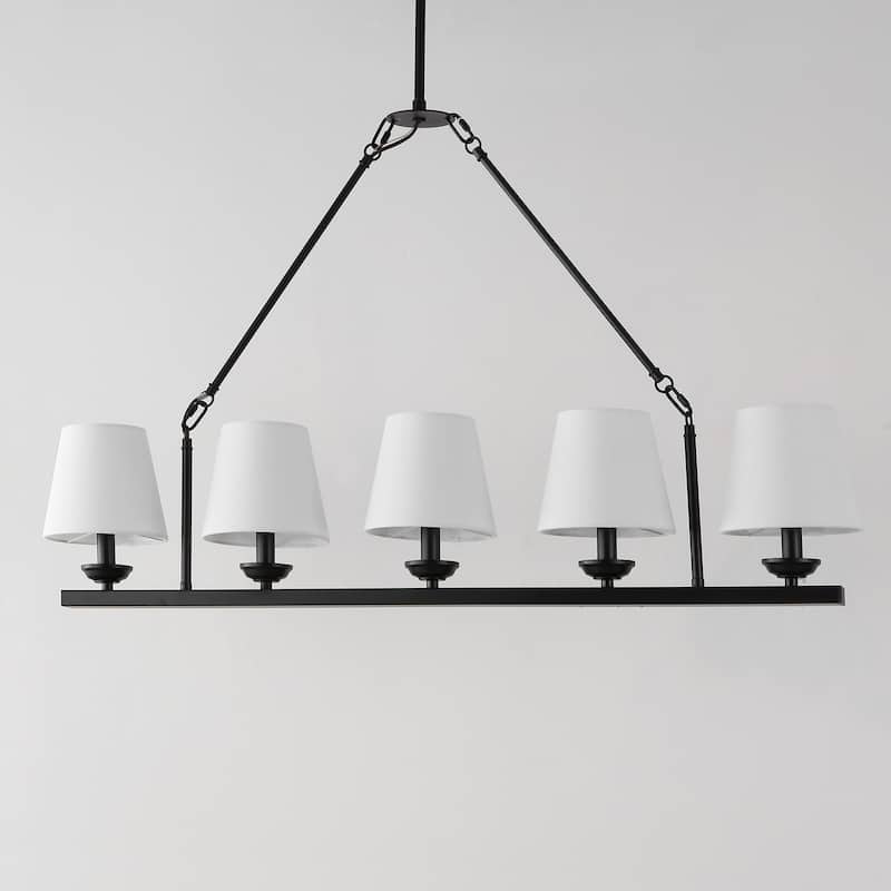 SAFAVIEH Lighting Joellyn 38" Modern & Contemporary Chandelier (5-Bulb) - 38" W x 6" D x 64" H - Black/White