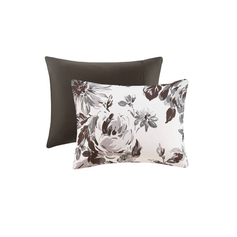 Renee Black/ White Floral Print Comforter Set by Intelligent Design