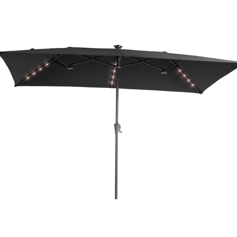 BONOSUKI 11x7/10x6.5ft Solar LED Double-Sided Patio Umbrella with Large Canopy Outdoor Table Umbrella